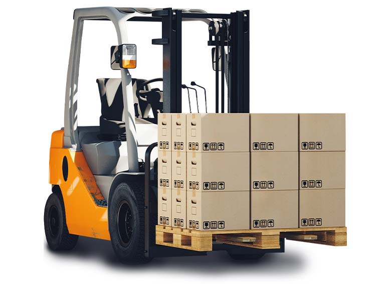 Forklift with boxes
